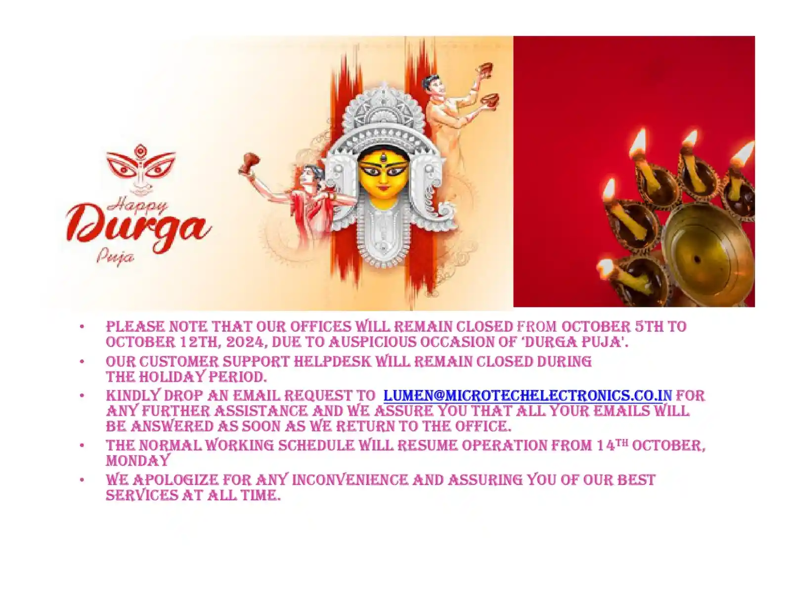 Durga puja notice for all audience by microtech electronics